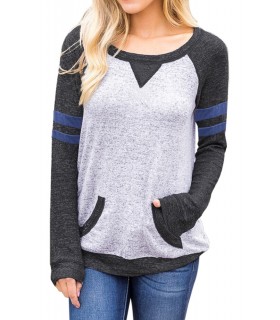 Black-gray long-sleeved shirt with pockets and stripes [LAST CHANCE]