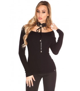 Koucla svart off-shoulder lacechoker sticka [SISTA CHANSEN]