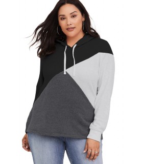 Black Three-Color Hoodie (Plus Size) [LAST CHANCE]