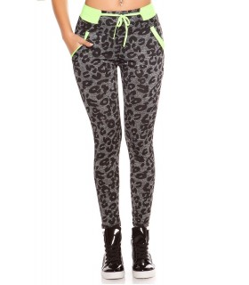 Neon Yellow leopard print workout tights with pockets [LAST CHANCE]