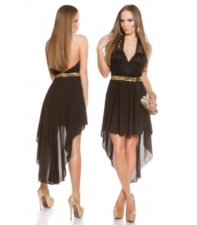 Koucla musta halterneck high low -mekko