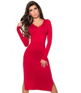 Koucla red midineule dress with zipper