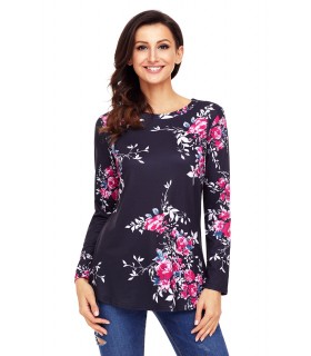Black floral pattern Long Sleeve Shirt [LAST CHANCE]