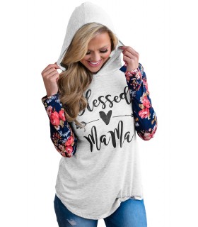 White Blessed Mama Flower Hoodie