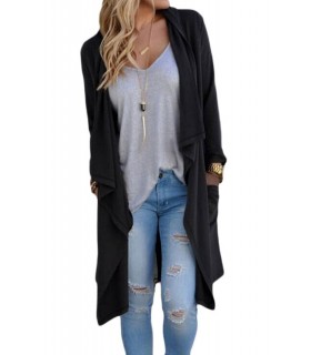 Black Open Long Cardigan