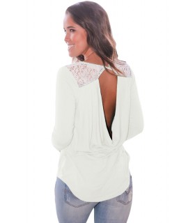 White open-back lace-up shirt