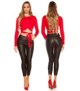 Black leather trousers with zipper and rye threads [LAST CHANCE]