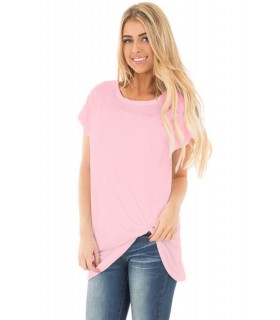 Pink short-sleeved knot-t-shirt