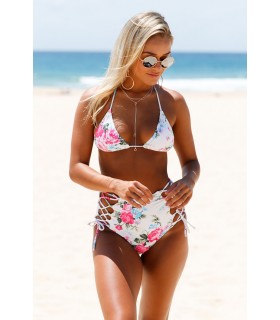 High-waisted high-waisted nocturnal bikini with flowers