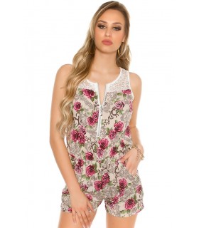 Koucla pinkki ruusukuvioinen playsuit