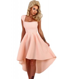 Pink high low skater stripe dress