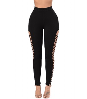 Black high-waisted lattix leggings