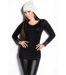 Koucla black riveted low high knit