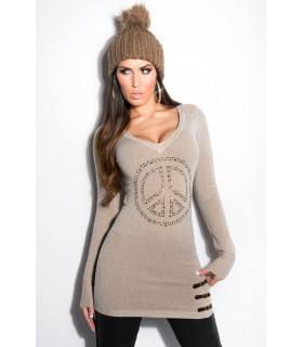 Koucla taupe peace knit dress [LAST CHANCE]