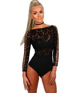 Black nodd sleeve lacebody