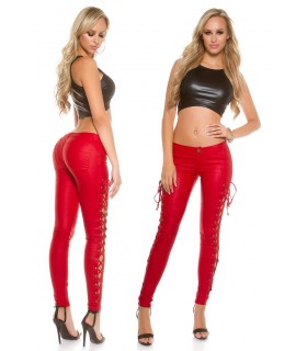 Koucla red nodder-like push-up leather pants