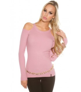 Koucla pink ribbed knit with shoulder shreds