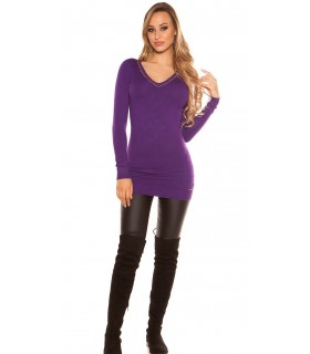 Koucla purple rhine-lying knit dress with lattiche [LAST CHANCE]