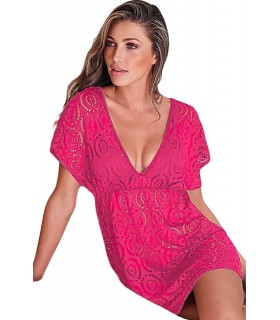 Pink lace v-beach tunic