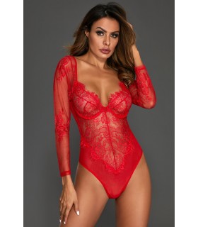 Red Long Sleeve Mesh LaceIteddy