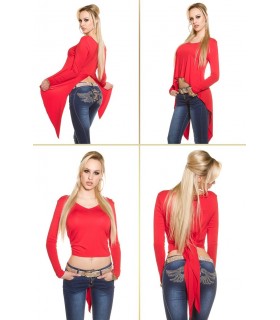 Koucla red long-sleeved short shirt