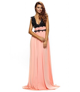 Lace-ed long v-party dress