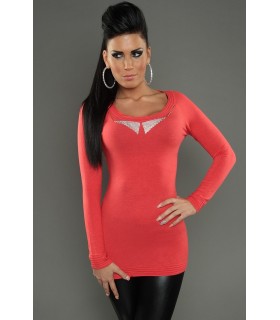 Orange rhine-decorated long knit [LAST CHANCE]