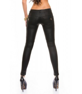 Koucla black low-waisted leather trousers [LAST CHANCE]