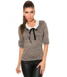 Koucla cappuccino collar knit with rye