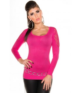 Koucla pink lace-orned knit with rings