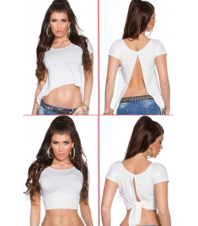 Koucla white short-sleeved short shirt [LAST CHANCE]