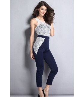Blue and White Lace Jumpsuit [LAST CHANCE]