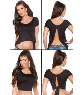 Koucla black short-sleeved short shirt [LAST CHANCE]