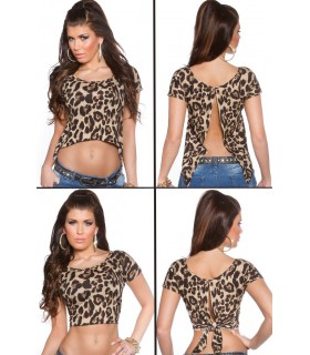 Koucla leopard print short-sleeved short shirt