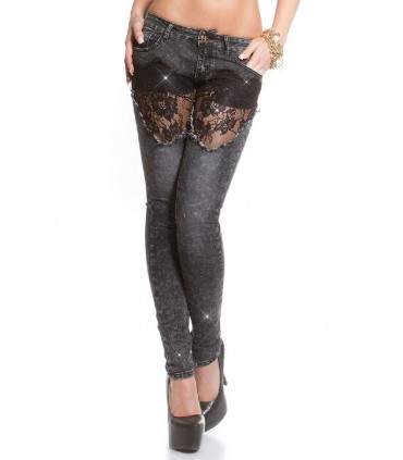 Koucla spets-orned rhine-lace jeans