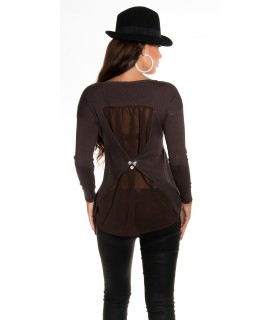 Koucla brown loose chiffon knit with rhine chip set