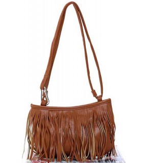 Camel handbag with fringe
