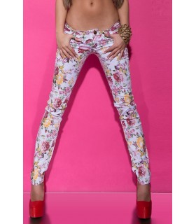Light floral pattern jeans