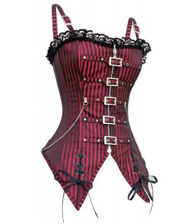 Gothic Red and Black Stripe Corset