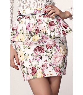 Light floral pattern peplum skirt [LAST CHANCE]