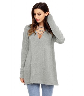 Grey lattice decorated loose knit [LAST CHANCE]