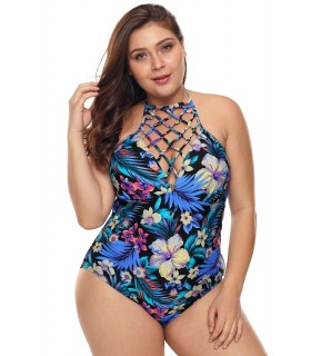 Floral Pattern a strap-ed swimsuit [LAST CHANCE]