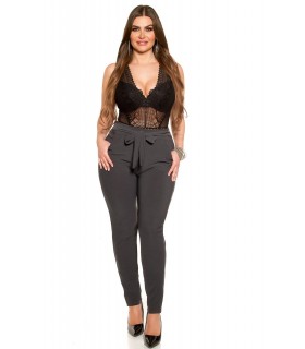 Curvy Girls Size harmaat business housut