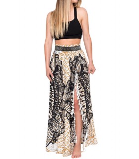 Print pattern summer minima skirt with slit