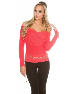 Koucla koralli off-shoulder wrap-neule [LÖYTÖ]
