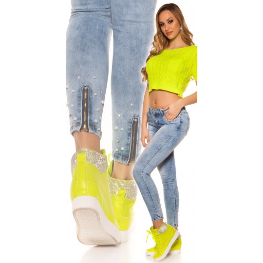 Blå jeans med dragkedja och...