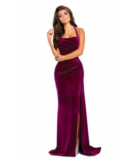 Freshman long velvet dress with slit
