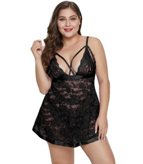 Black lace babydoll with thighs (plus size)