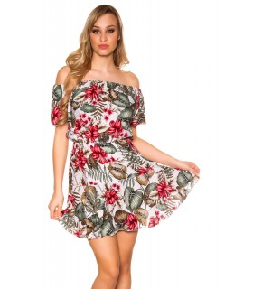 Valkoinen kukkakuvioinen off-shoulder kesämekko [LÖYTÖ]