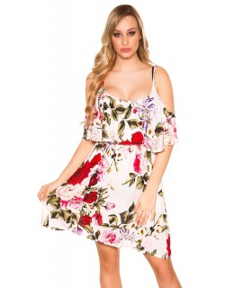 White Rose Pattern ruffled Dress [TAMMIALE]